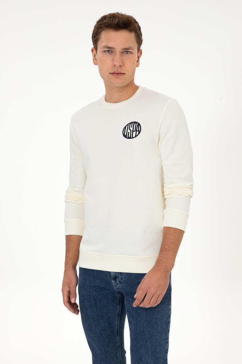 Erkek Regular Fit Bisiklet Yaka Krem Sweatshirt
