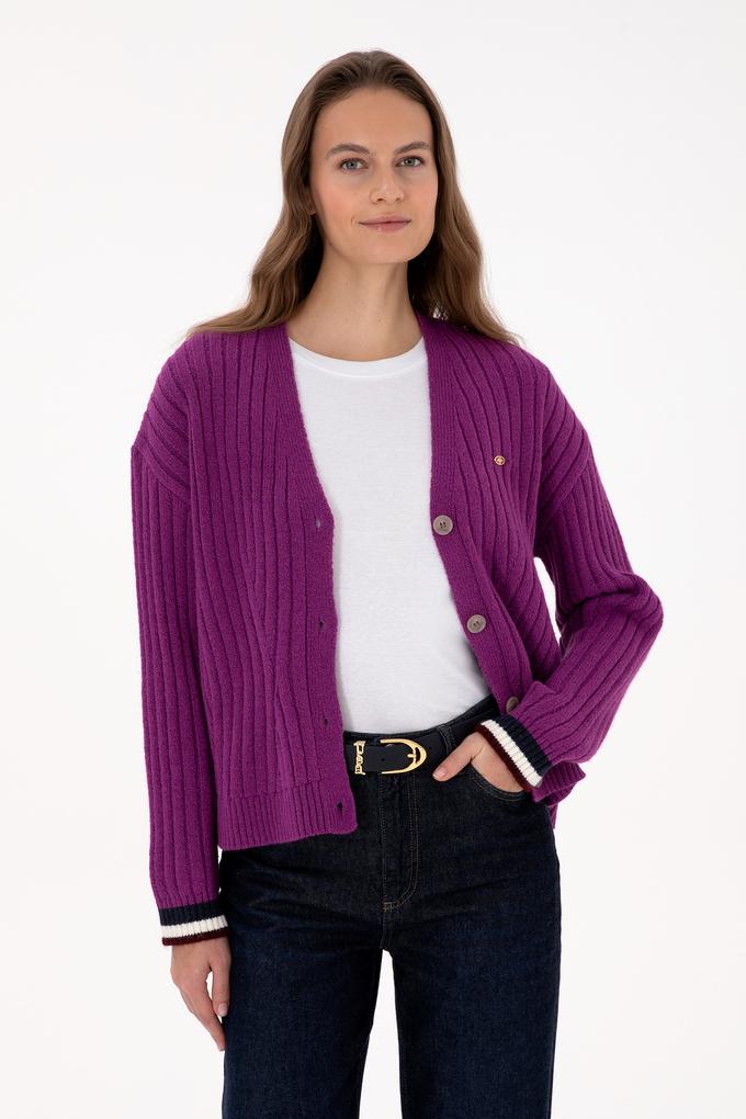 Kadın Menekşe Triko Hırka