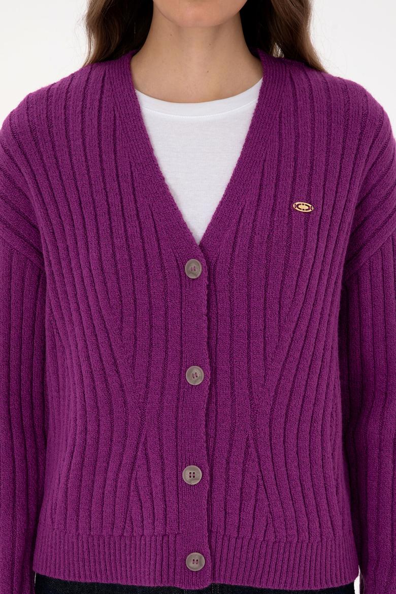 Kadın Menekşe Triko Hırka - 50310022009