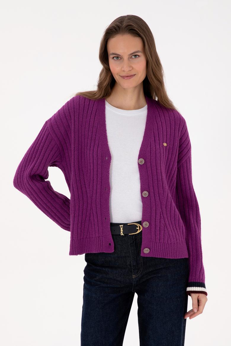 Kadın Menekşe Triko Hırka - 50310022009