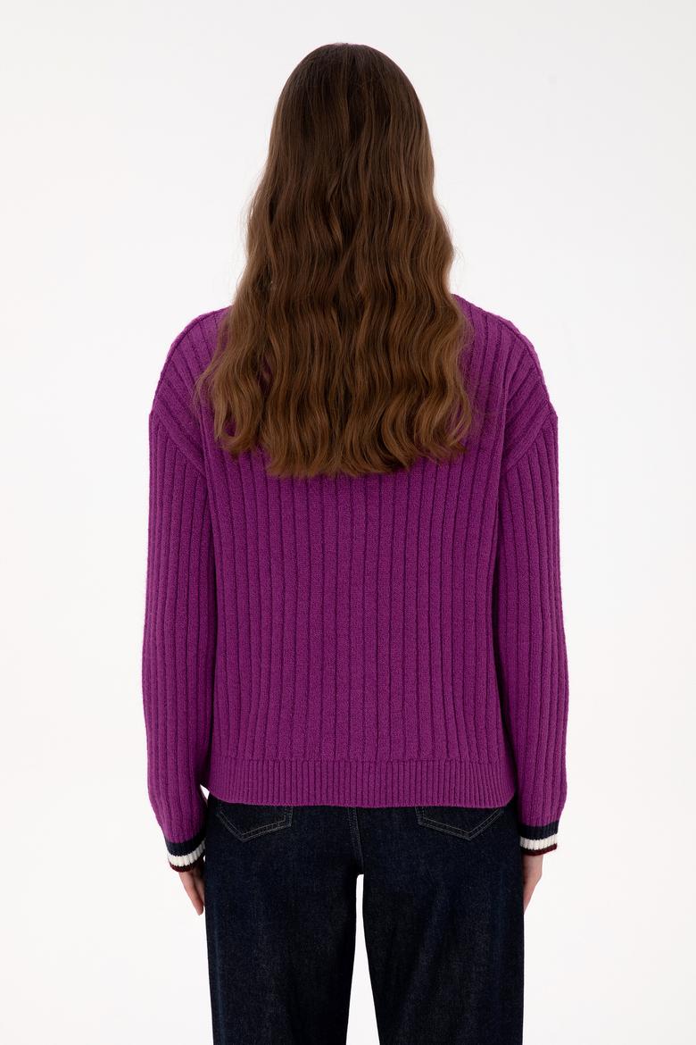 Kadın Menekşe Triko Hırka - 50310022009