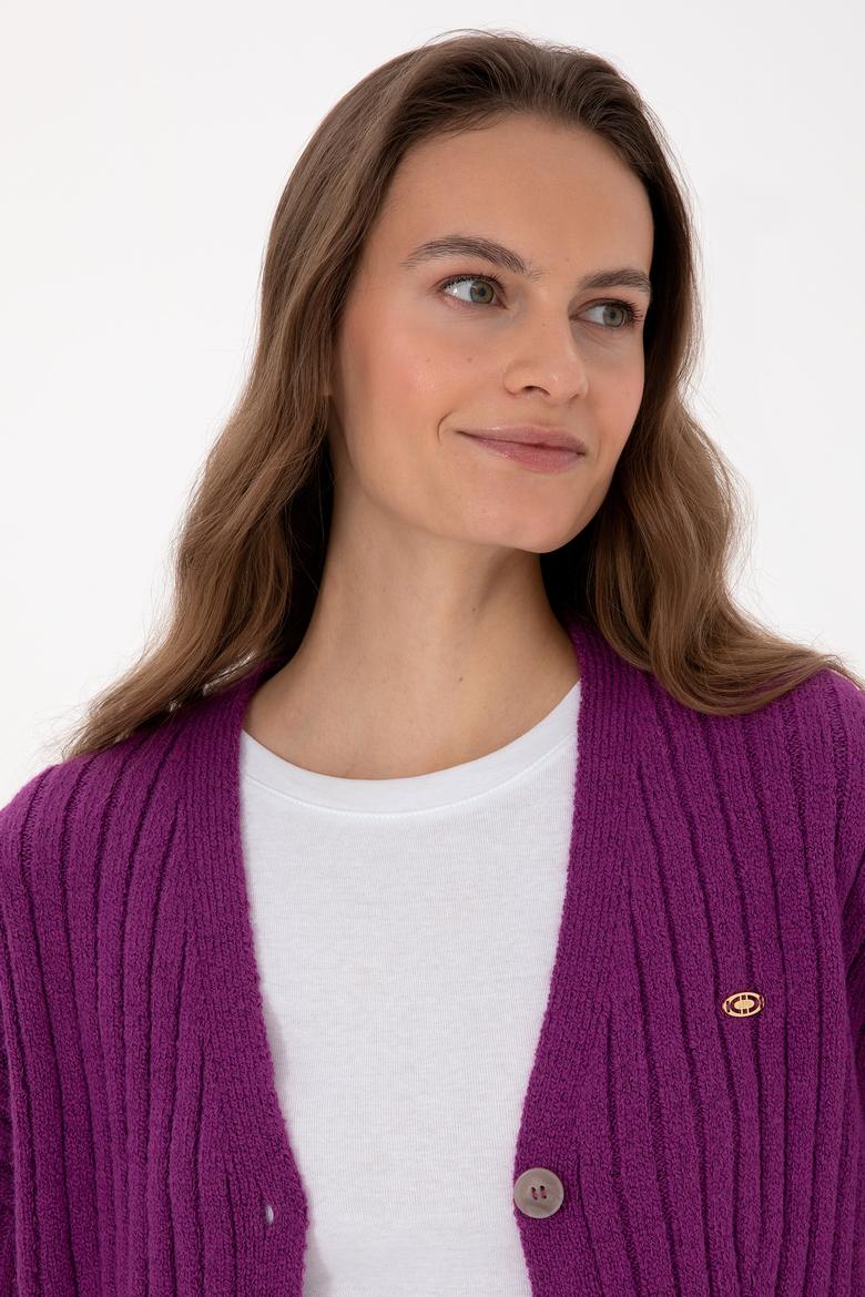 Kadın Menekşe Triko Hırka - 50310022009