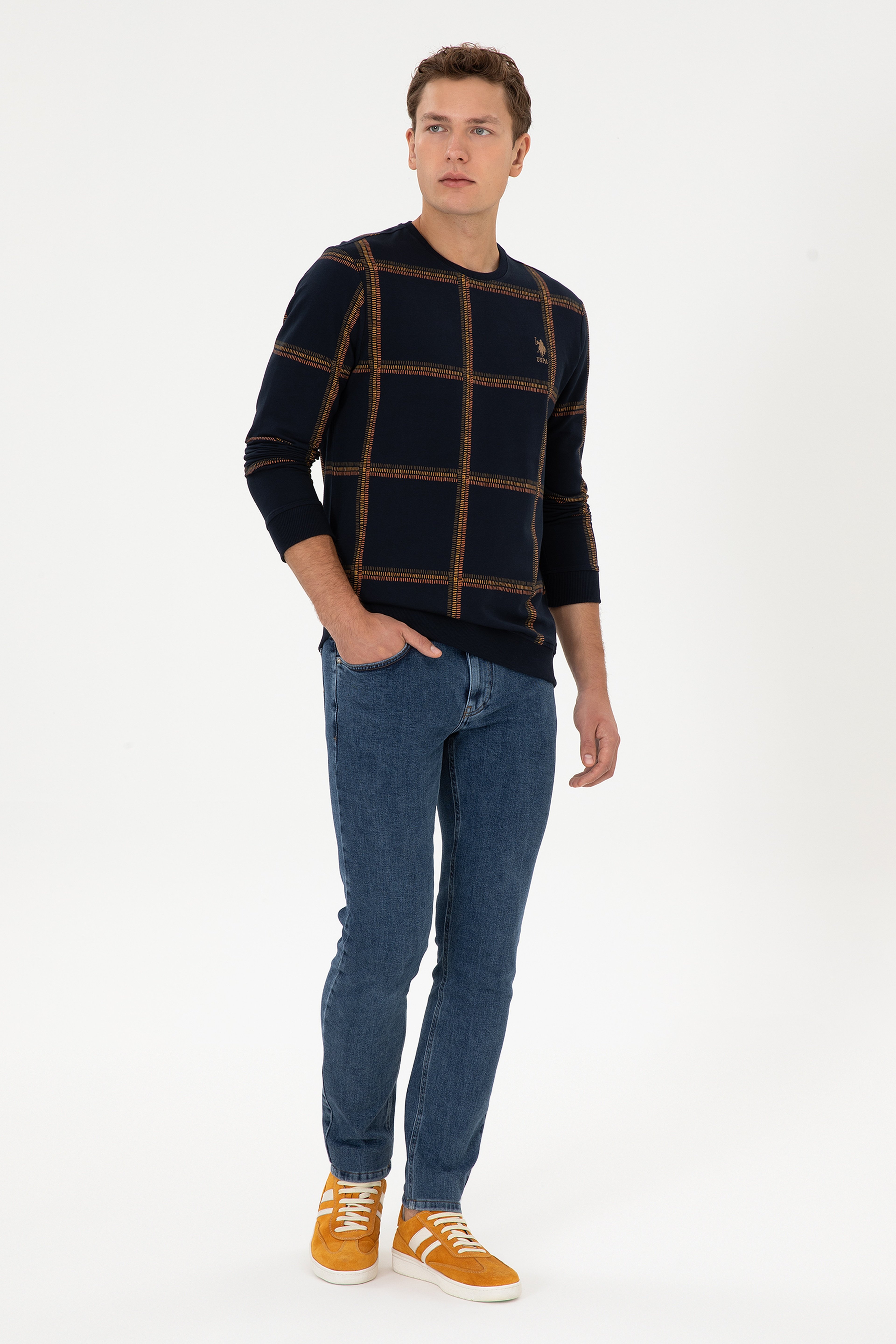 Erkek Regular Fit Bisiklet Yaka Lacivert Sweatshirt