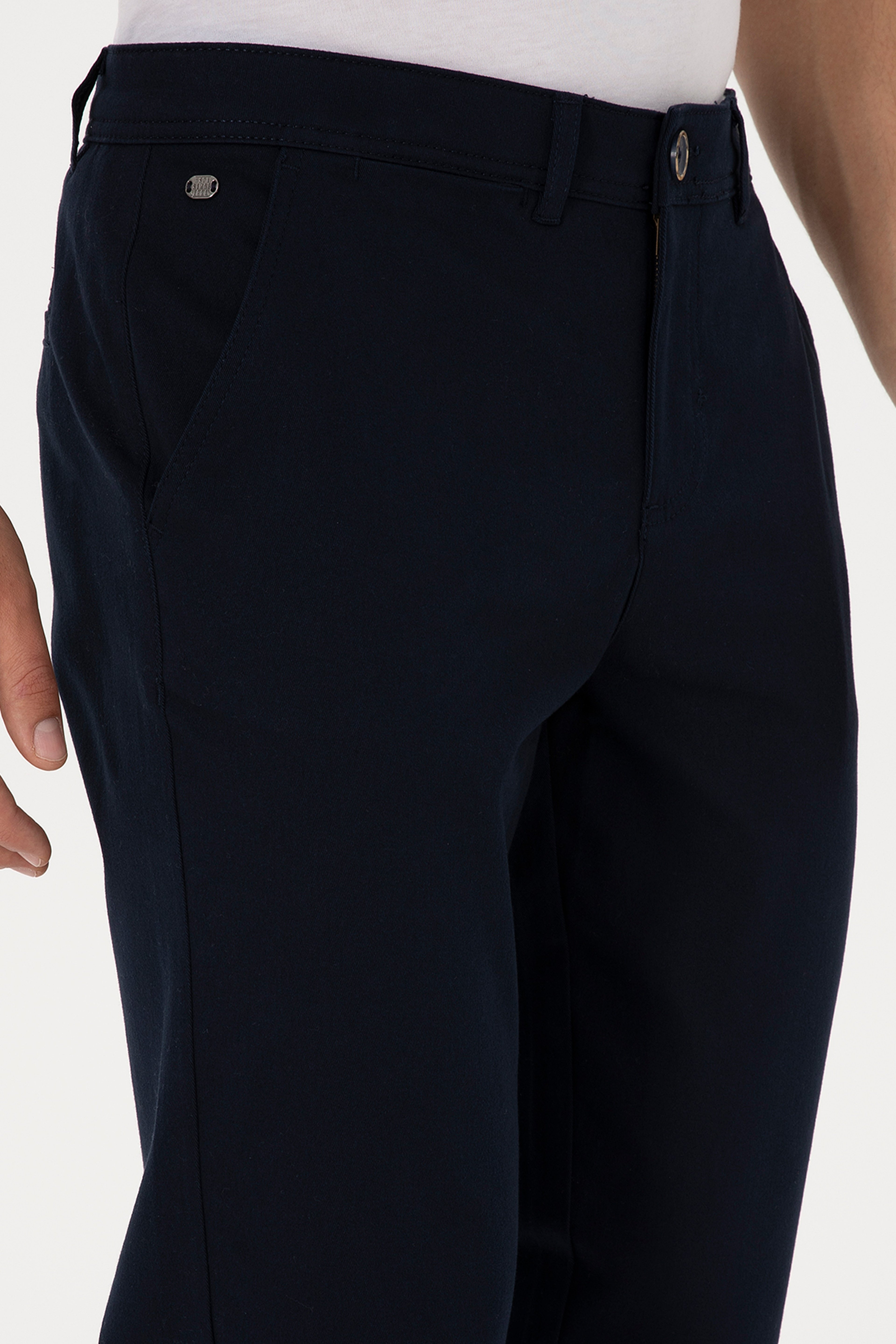 Erkek Regular Fit Lacivert Kanvas / Chino Pantolon