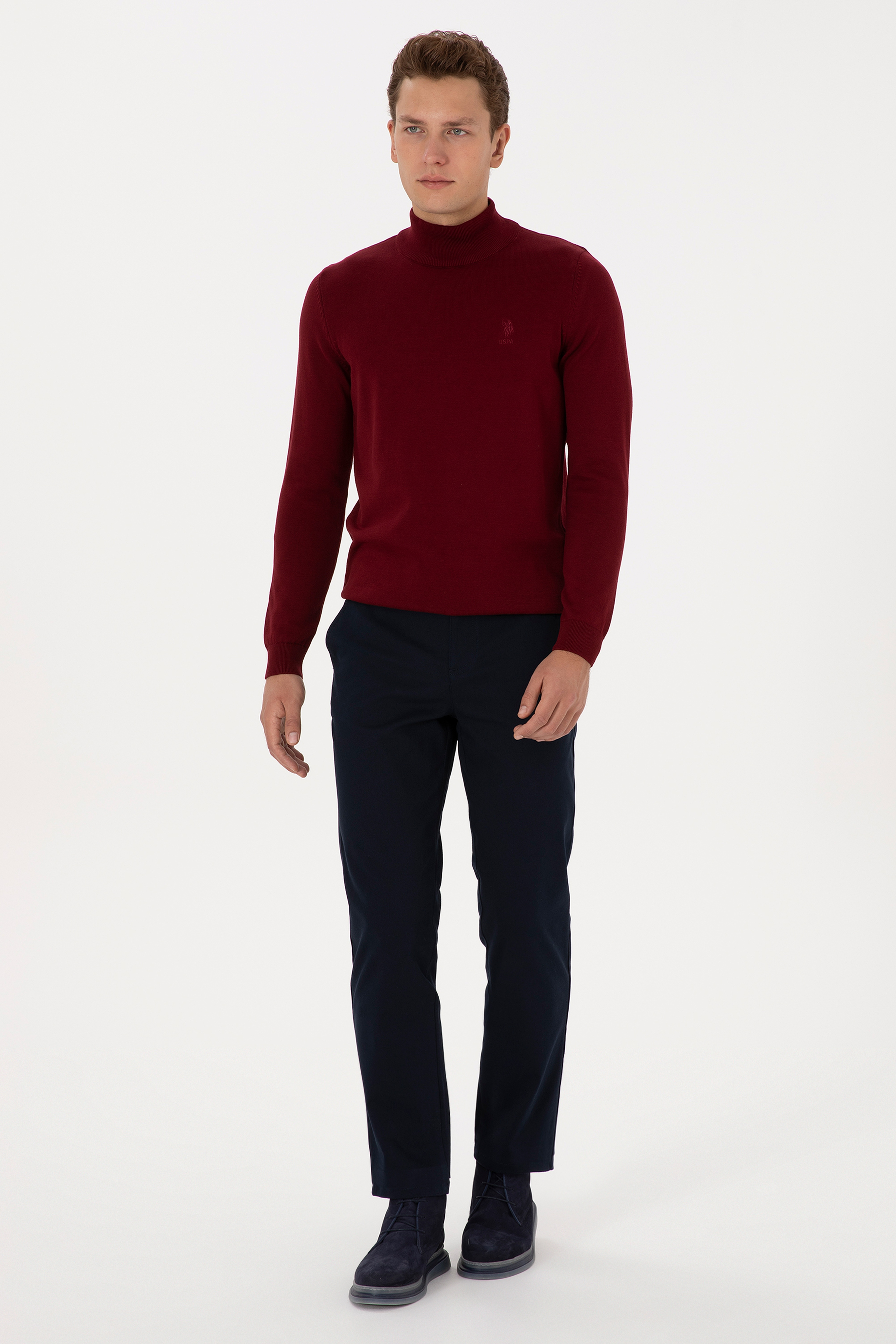 Erkek Regular Fit Lacivert Kanvas / Chino Pantolon