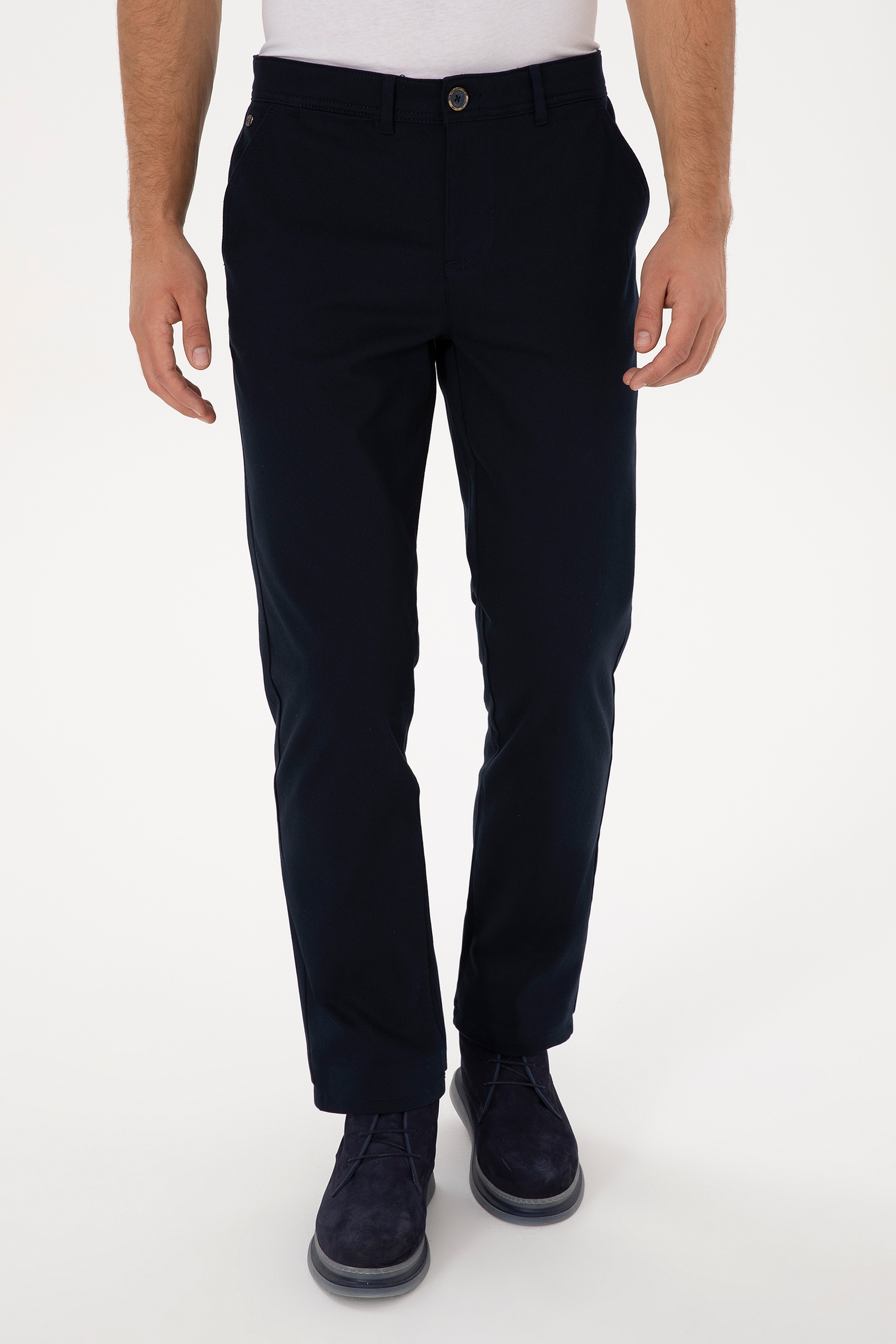 Erkek Regular Fit Lacivert Kanvas / Chino Pantolon