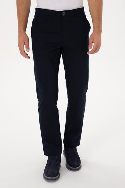 Erkek Regular Fit Lacivert Kanvas / Chino Pantolon