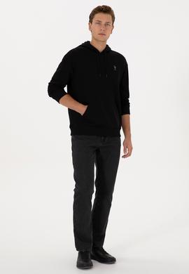 Erkek Comfort Fit Kapüşonlu Siyah Basic Sweatshirt - 50313746017