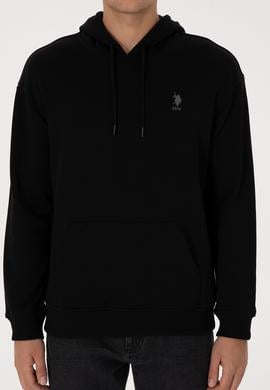 Erkek Comfort Fit Kapüşonlu Siyah Basic Sweatshirt - 50313746017