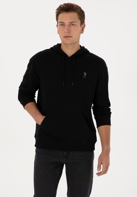 Erkek Comfort Fit Kapüşonlu Siyah Basic Sweatshirt - 50313746017
