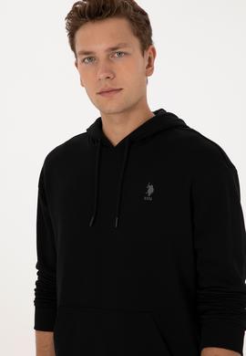 Erkek Comfort Fit Kapüşonlu Siyah Basic Sweatshirt - 50313746017