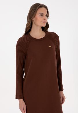 Kadın Kahverengi Triko Elbise - 50314732013