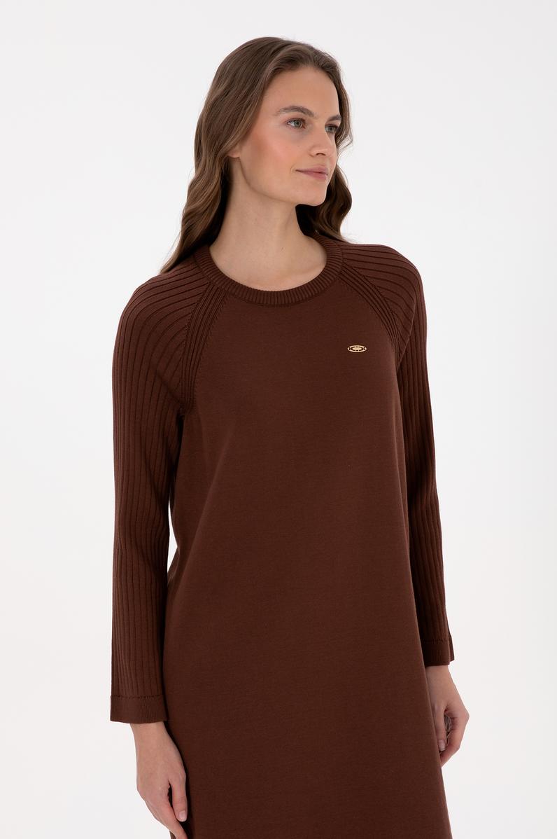 Kadın Kahverengi Triko Elbise