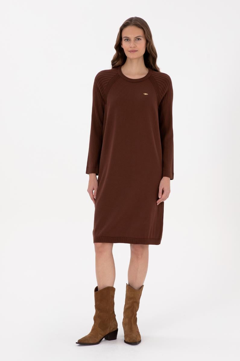 Kadın Kahverengi Triko Elbise