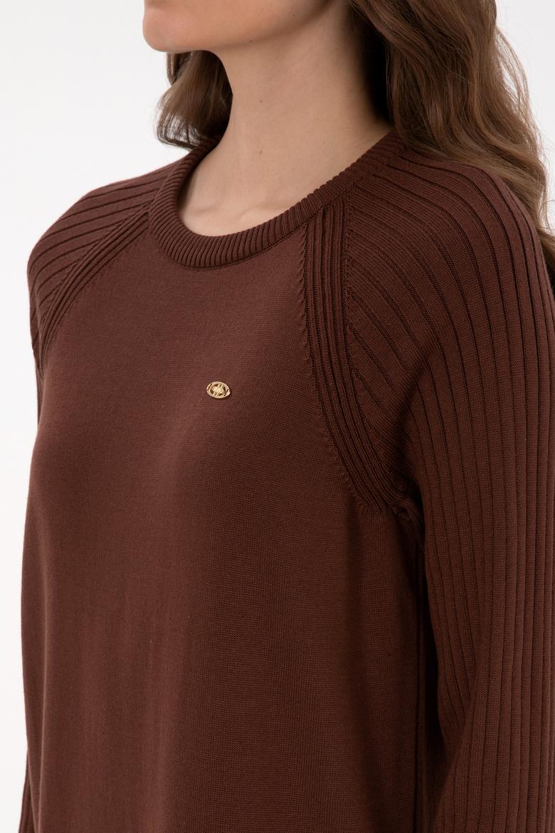 Kadın Kahverengi Triko Elbise - 50314732013