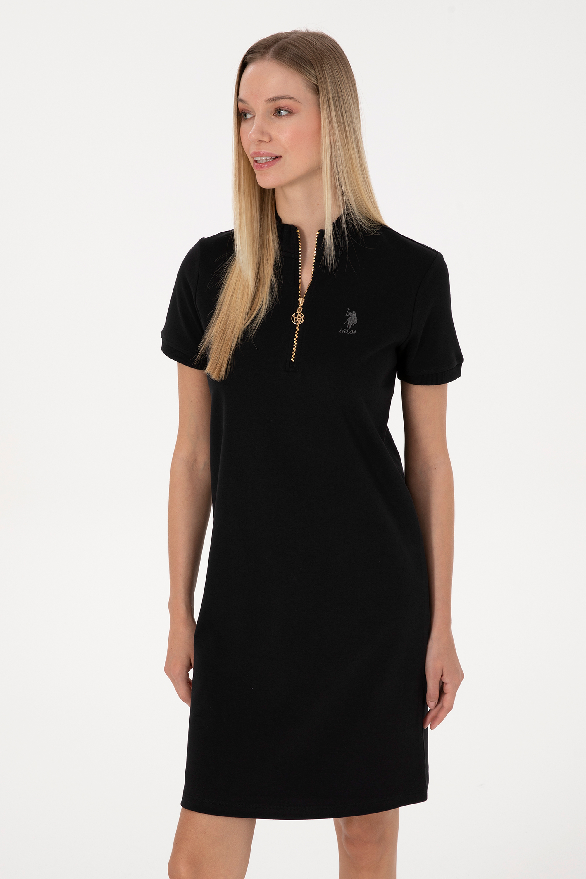 لباس بافتنی زنانه یقه بلند مشکی زیپدار A-Form زنانه یو اس پولو | U.S. Polo Assn. - تصویر 2