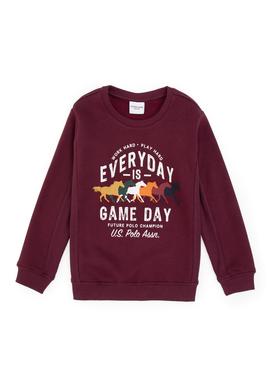 Erkek Çocuk Bordo Şardonlu Bisiklet Yaka Sweatshirt - 50316406004