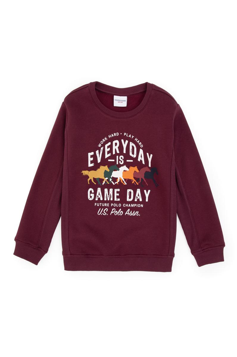 Erkek Çocuk Bordo Şardonlu Bisiklet Yaka Sweatshirt