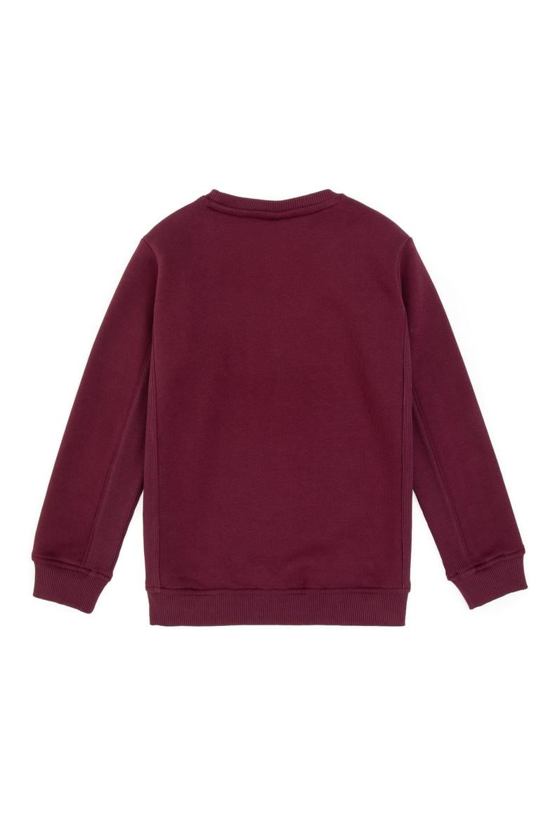 Erkek Çocuk Bordo Şardonlu Bisiklet Yaka Sweatshirt - 50316406004
