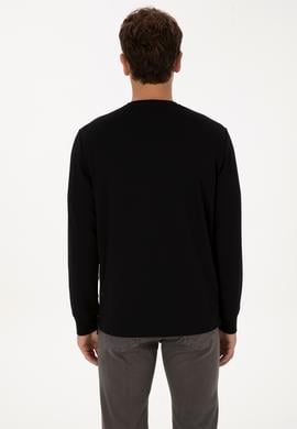 Erkek Regular Fit Bisiklet Yaka Siyah Sweatshirt - 50315483039