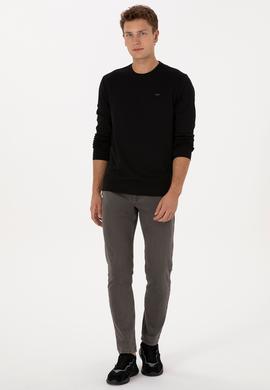 Erkek Regular Fit Bisiklet Yaka Siyah Sweatshirt - 50315483039