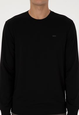 Erkek Regular Fit Bisiklet Yaka Siyah Sweatshirt - 50315483039
