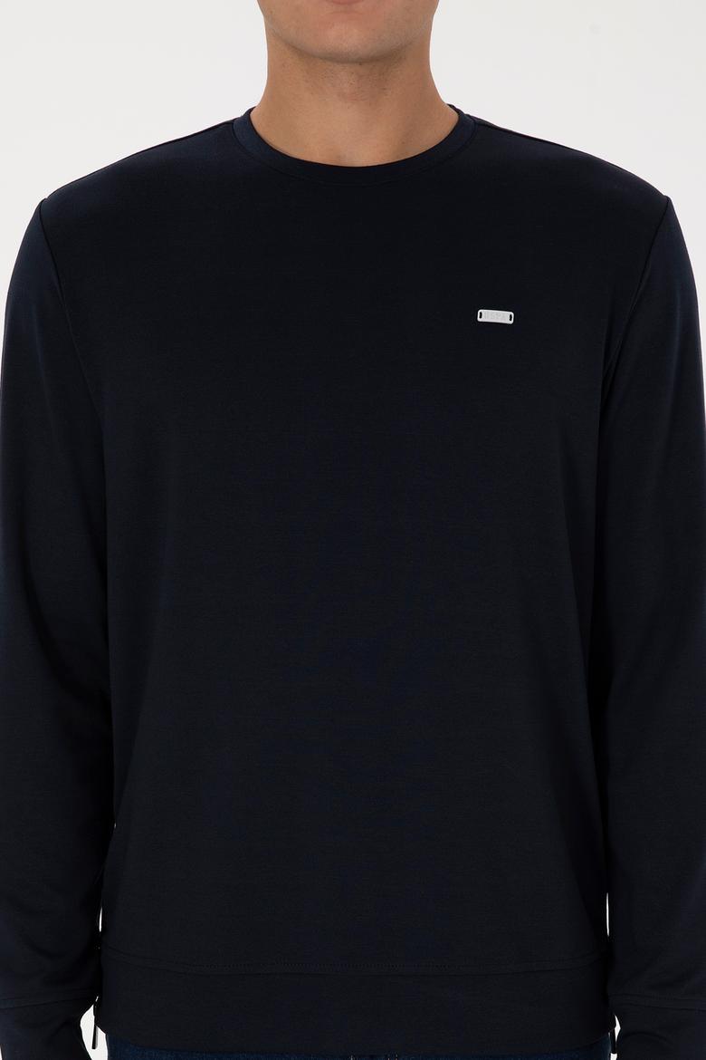 Erkek Regular Fit Bisiklet Yaka Lacivert Sweatshirt - 50315483048