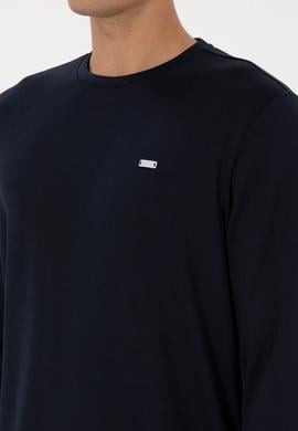 Erkek Regular Fit Bisiklet Yaka Lacivert Sweatshirt - 50315483048