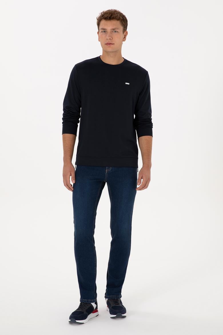 Erkek Regular Fit Bisiklet Yaka Lacivert Sweatshirt - 50315483048