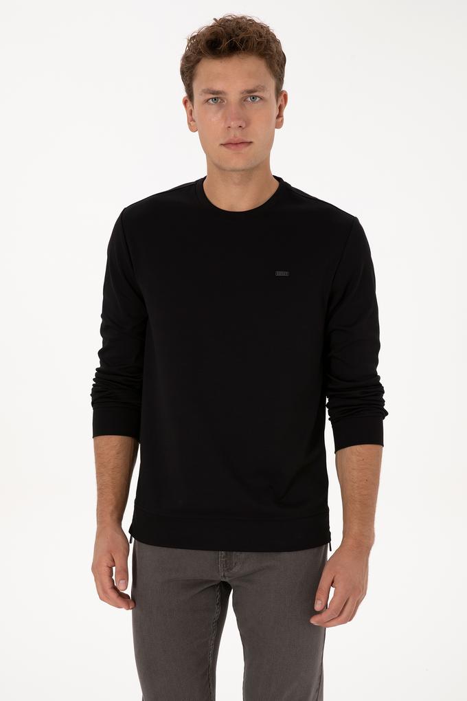 Erkek Regular Fit Bisiklet Yaka Siyah Sweatshirt