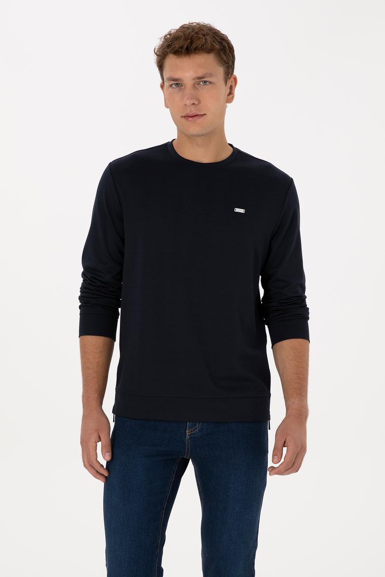 Erkek Regular Fit Bisiklet Yaka Lacivert Sweatshirt