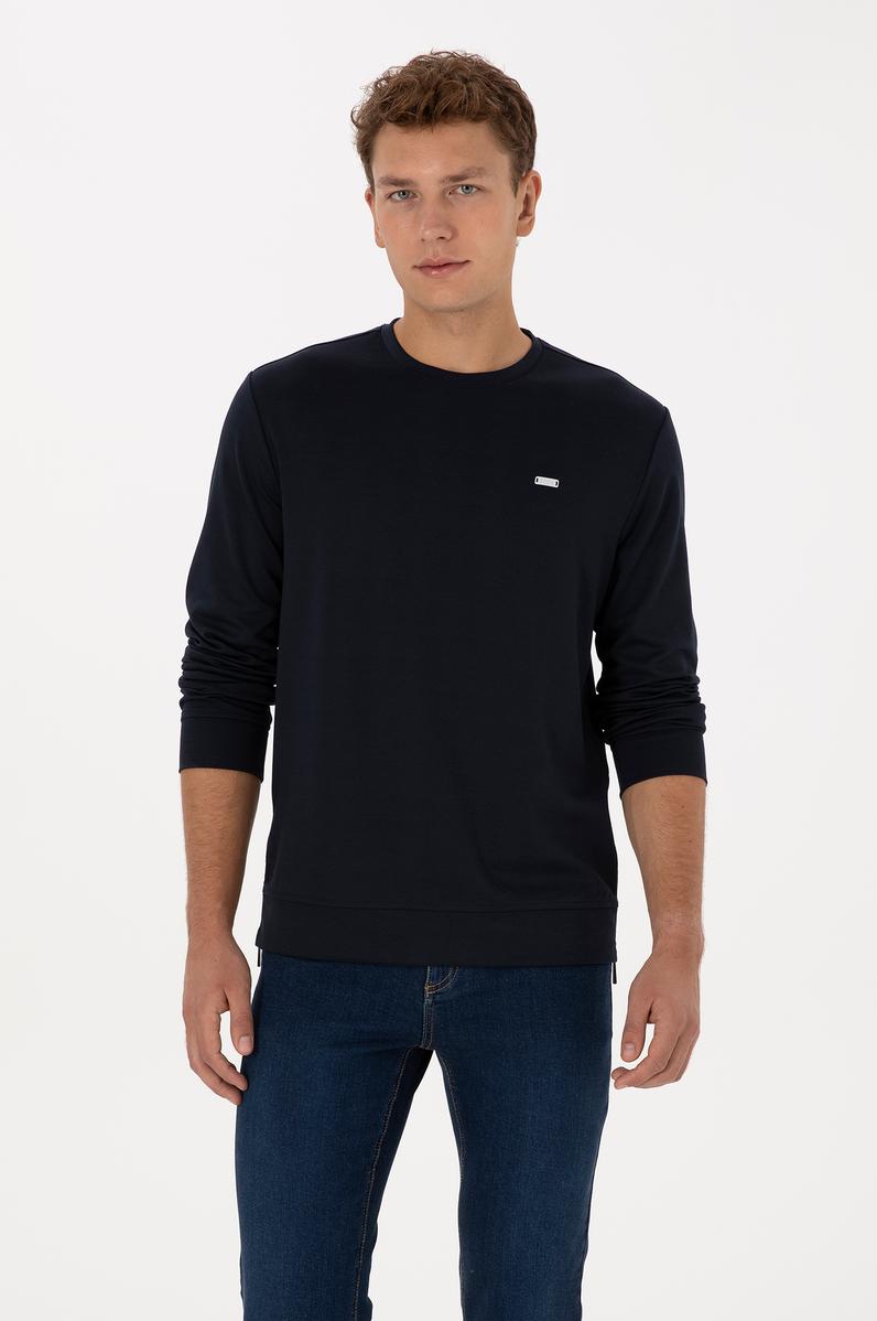 Erkek Regular Fit Bisiklet Yaka Lacivert Sweatshirt