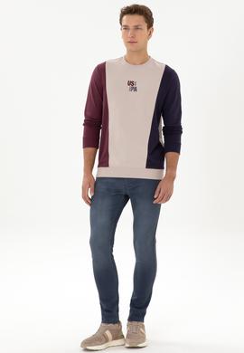 Erkek Regular Fit Bisiklet Yaka Taş İnce Sweatshirt - 50316379017