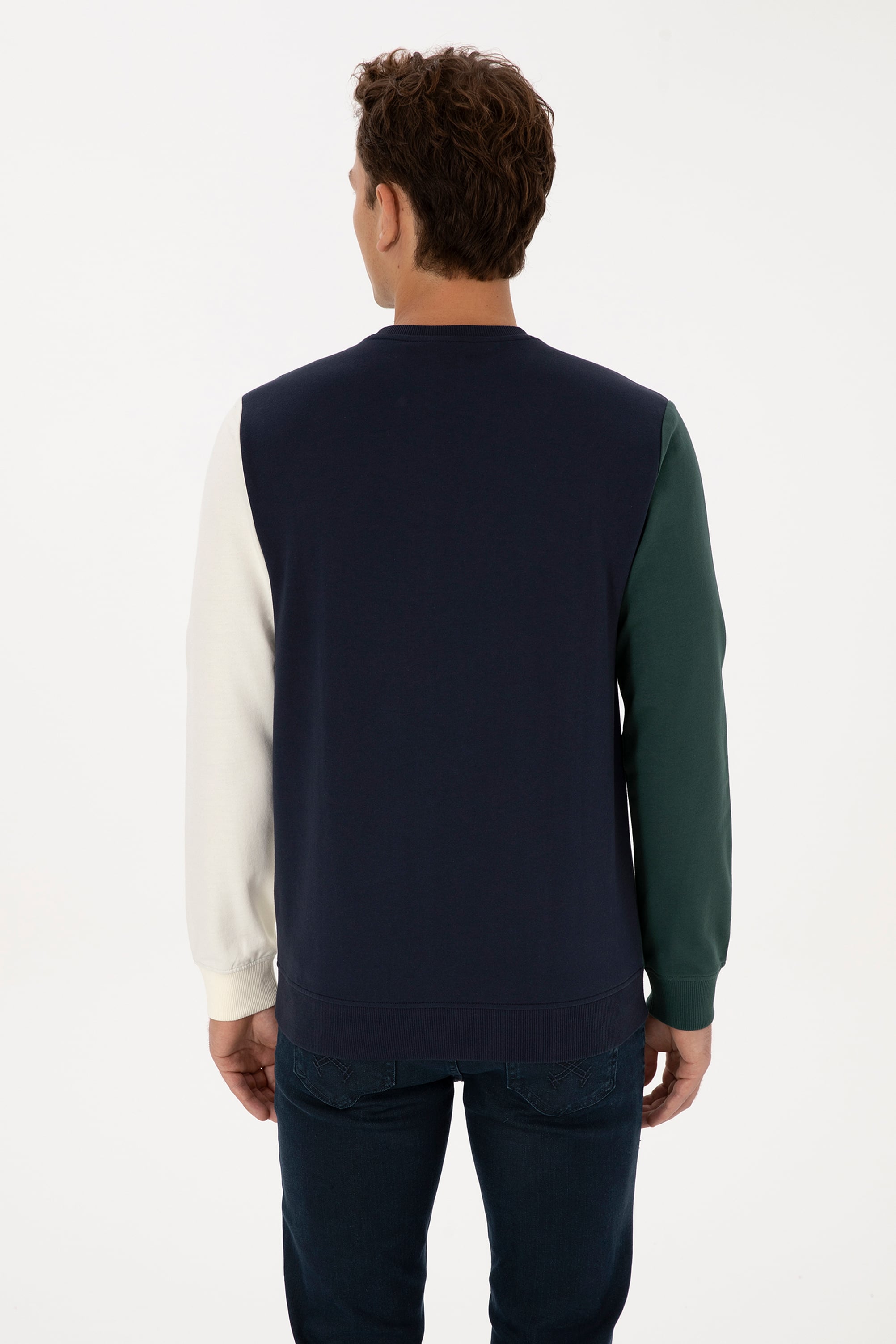 Erkek Regular Fit Bisiklet Yaka
 Açık Lacivert Sweatshirt