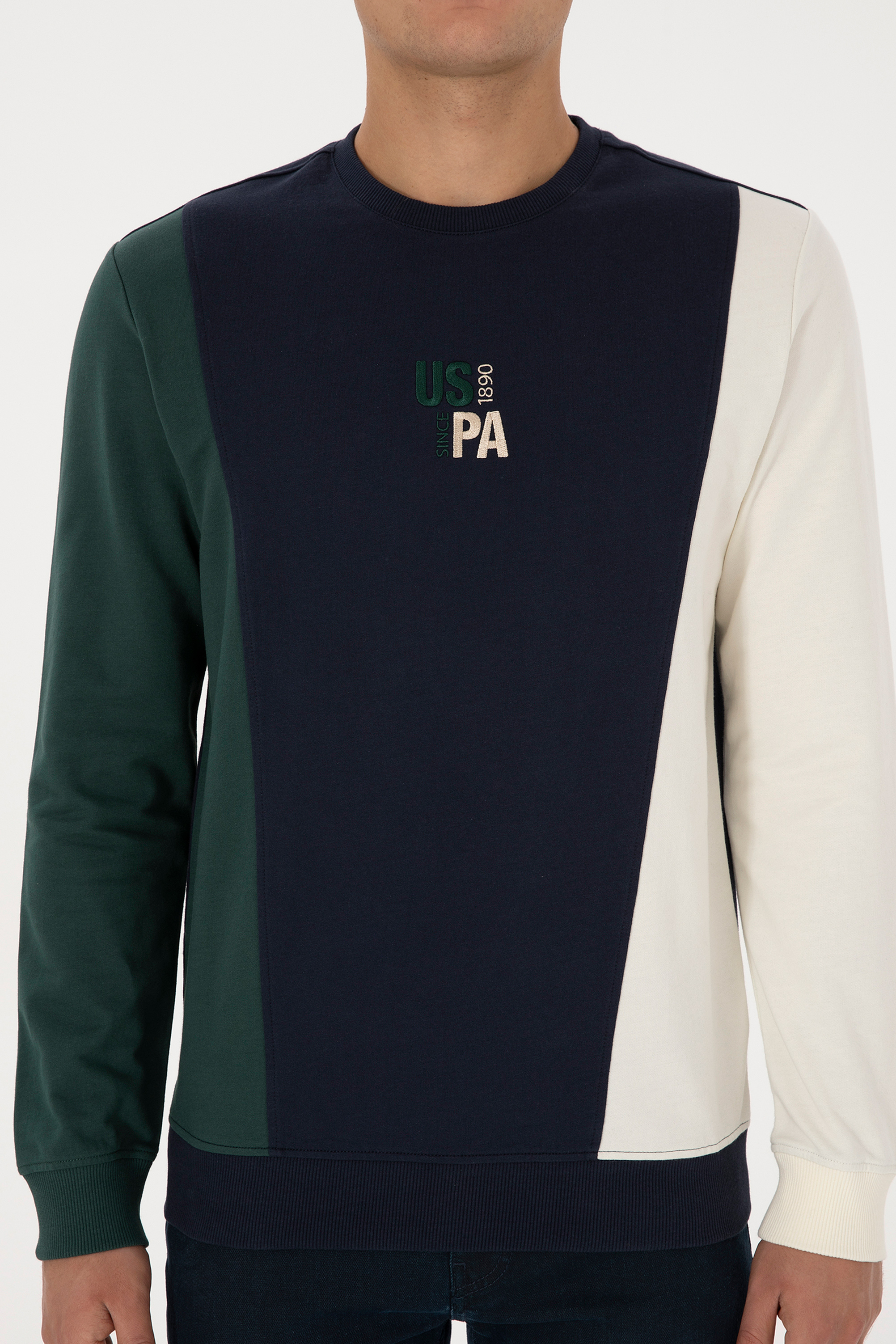 Erkek Regular Fit Bisiklet Yaka
 Açık Lacivert Sweatshirt - Image 6
