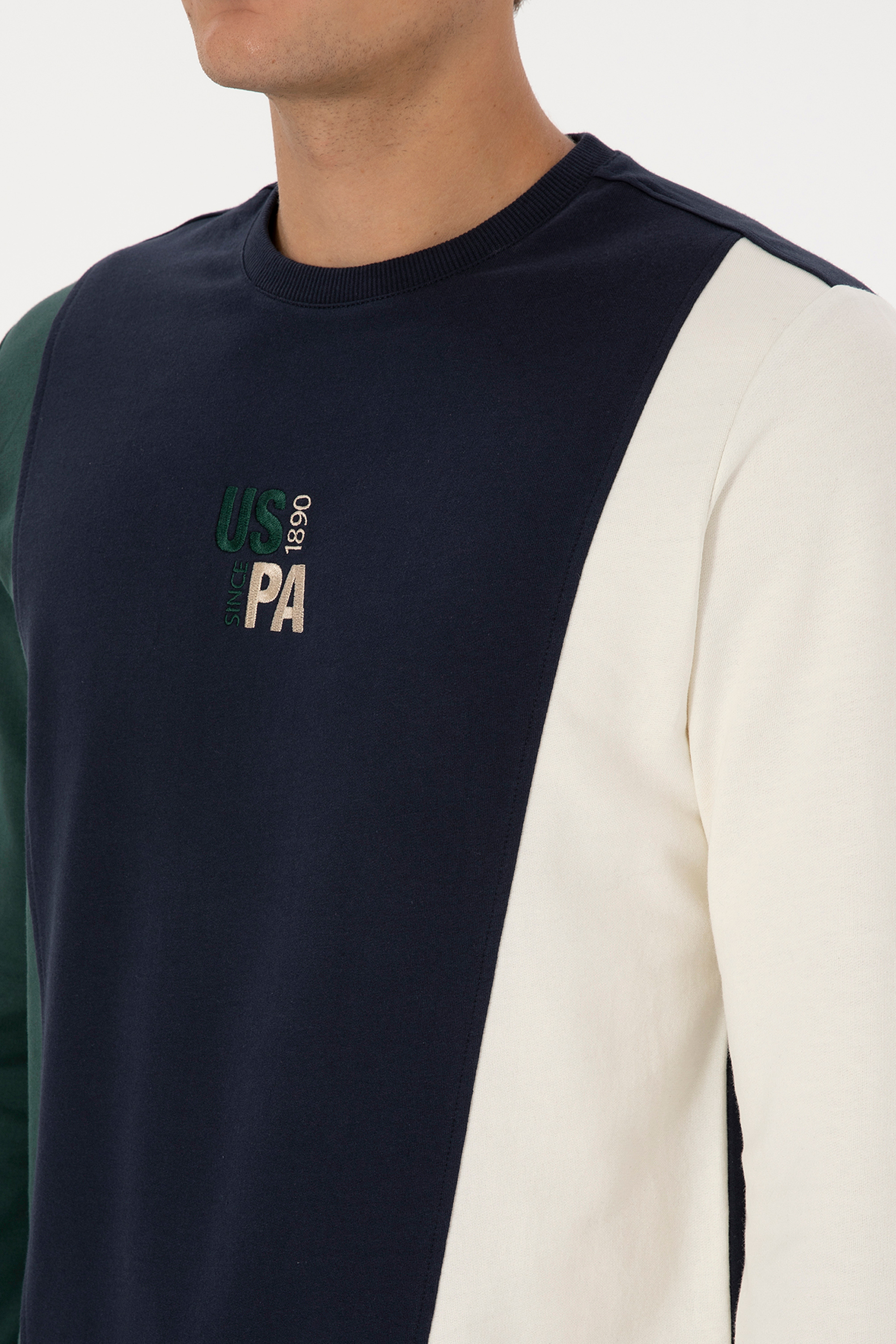 Erkek Regular Fit Bisiklet Yaka
 Açık Lacivert Sweatshirt - Image 7