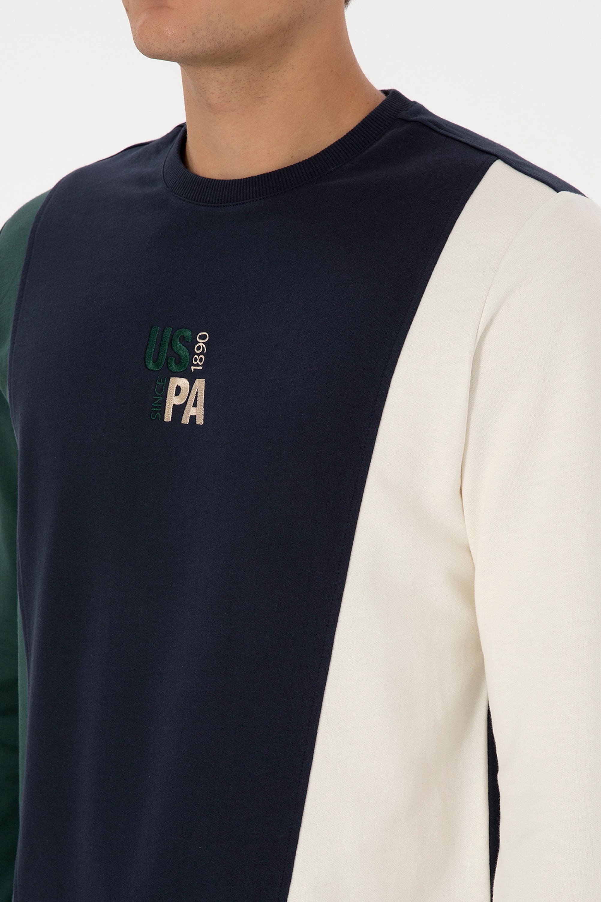 Erkek Regular Fit Bisiklet Yaka
 Açık Lacivert Sweatshirt