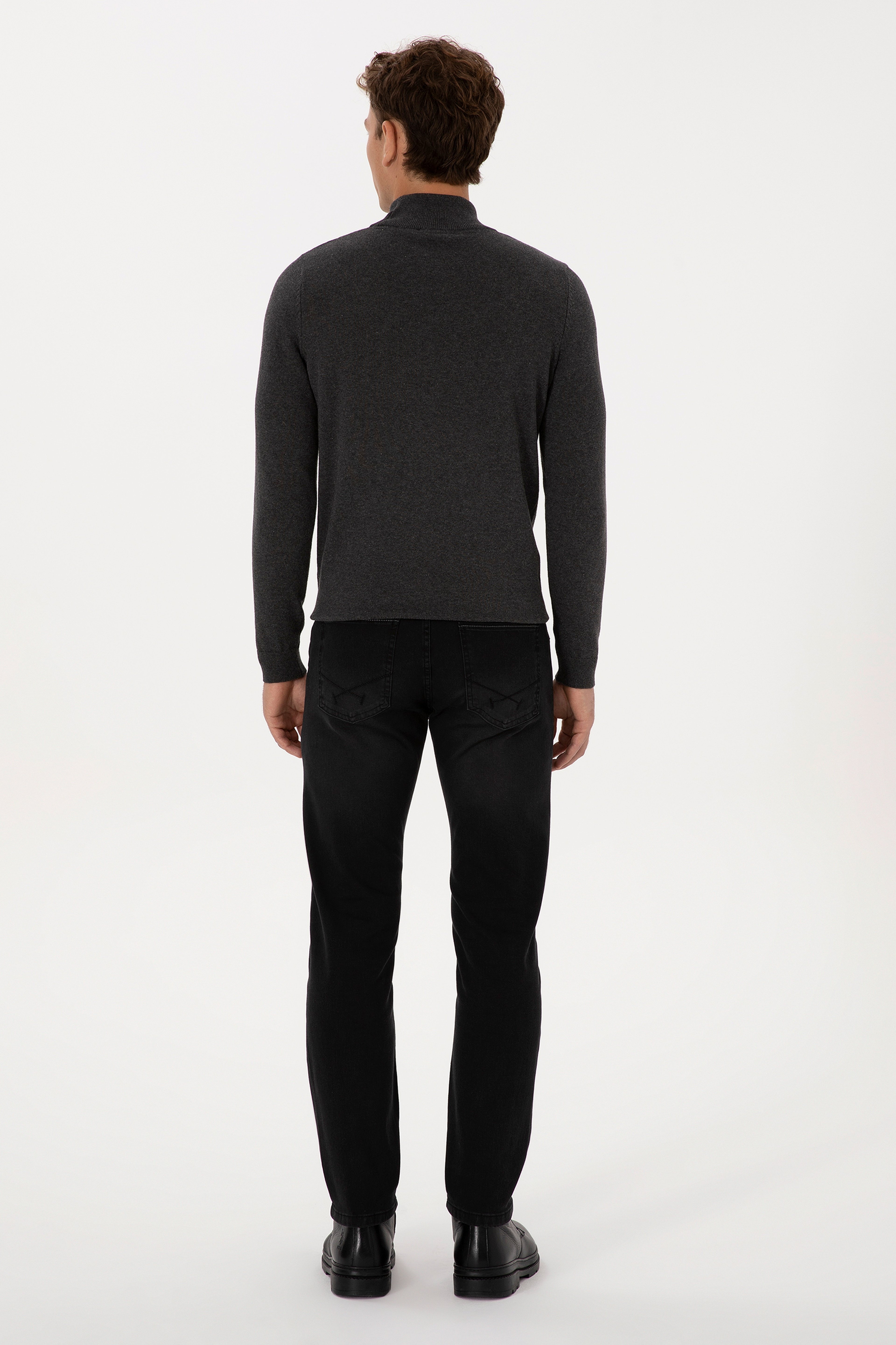 Erkek Siyah Slim Fit Jean Pantolon - Image 4