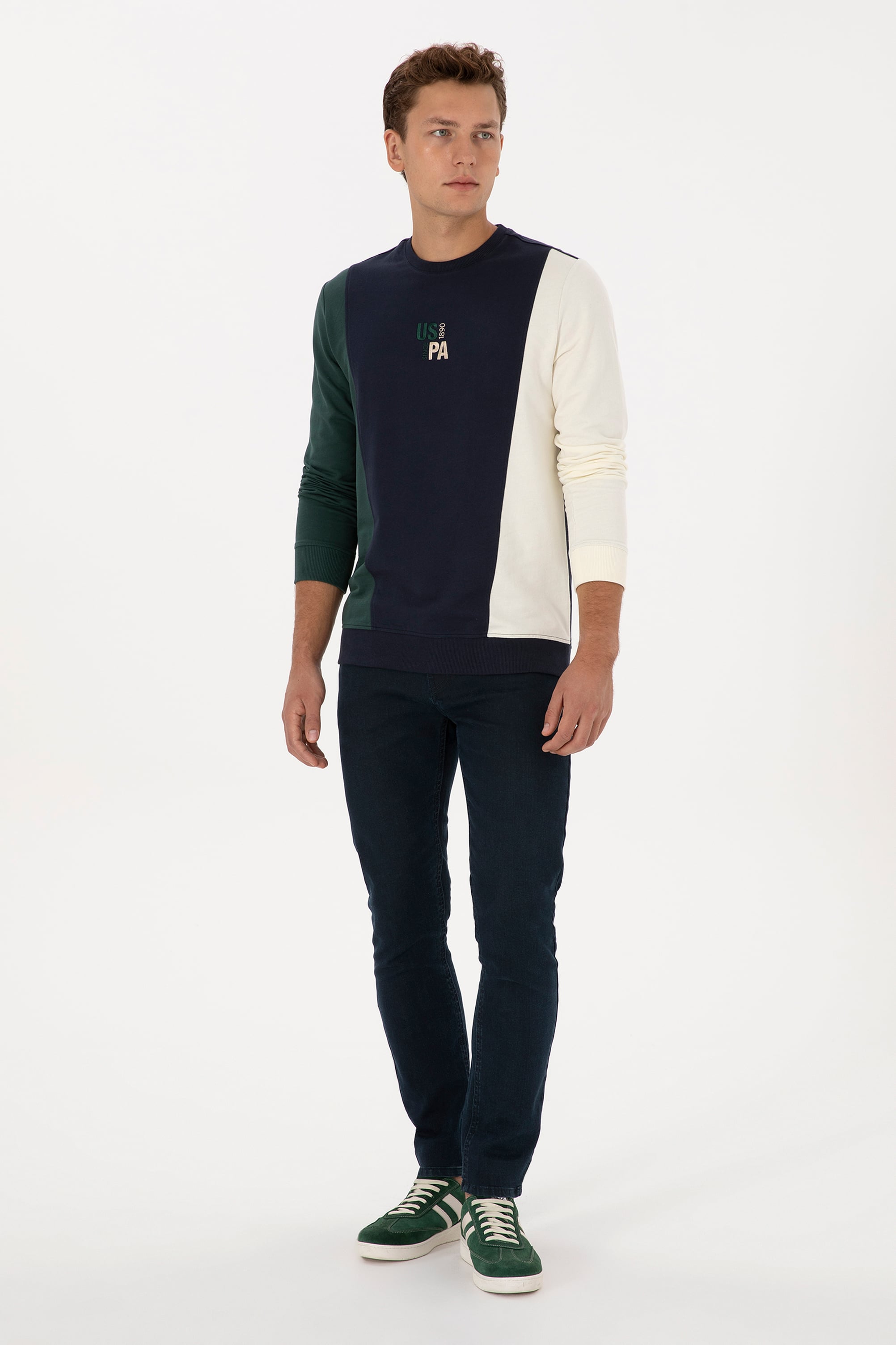Erkek Regular Fit Bisiklet Yaka
 Açık Lacivert Sweatshirt