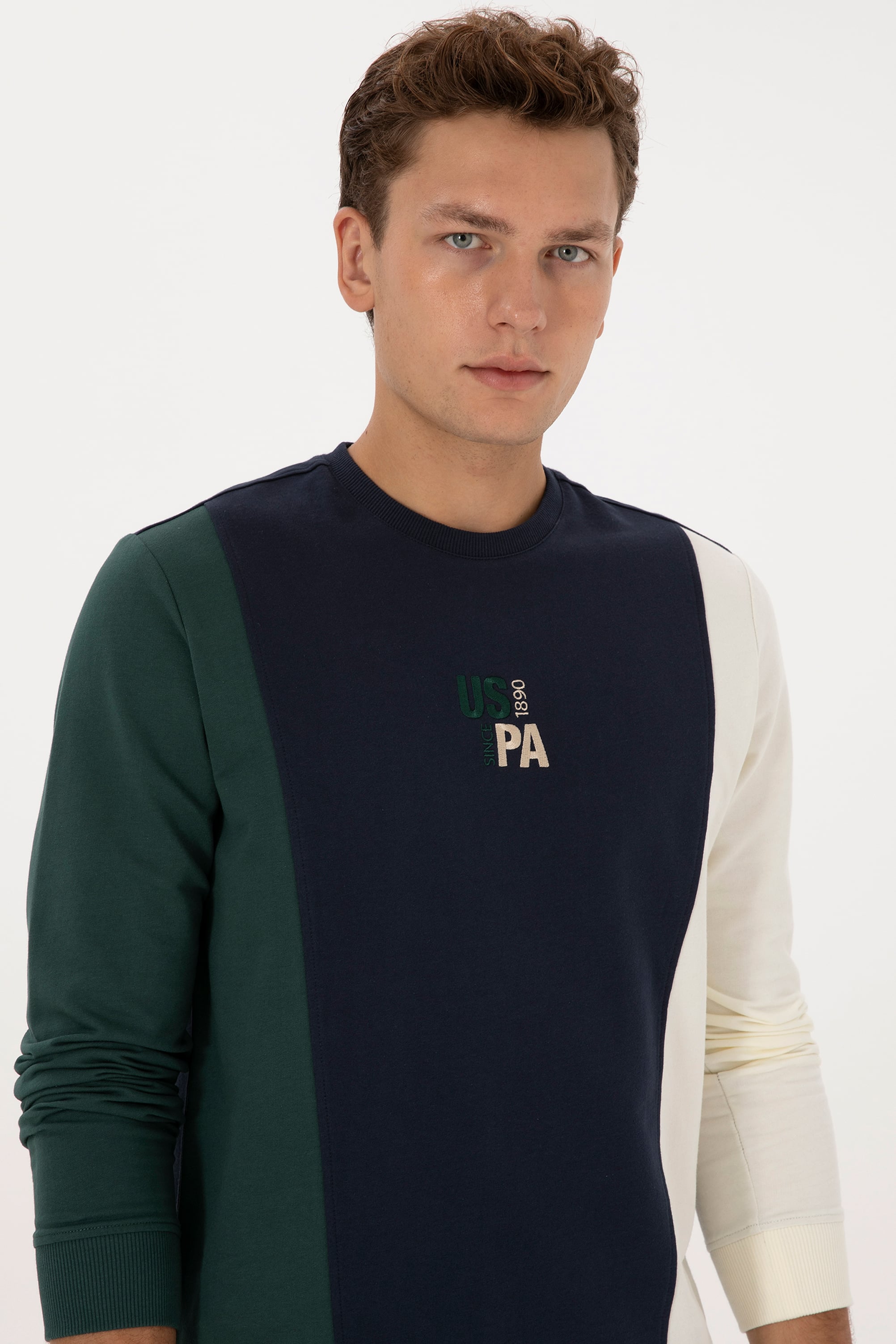 Erkek Regular Fit Bisiklet Yaka
 Açık Lacivert Sweatshirt