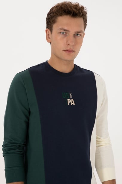 Erkek Regular Fit Bisiklet Yaka
 Açık Lacivert Sweatshirt