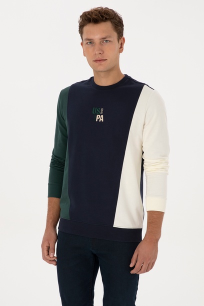 Erkek Regular Fit Bisiklet Yaka
 Açık Lacivert Sweatshirt