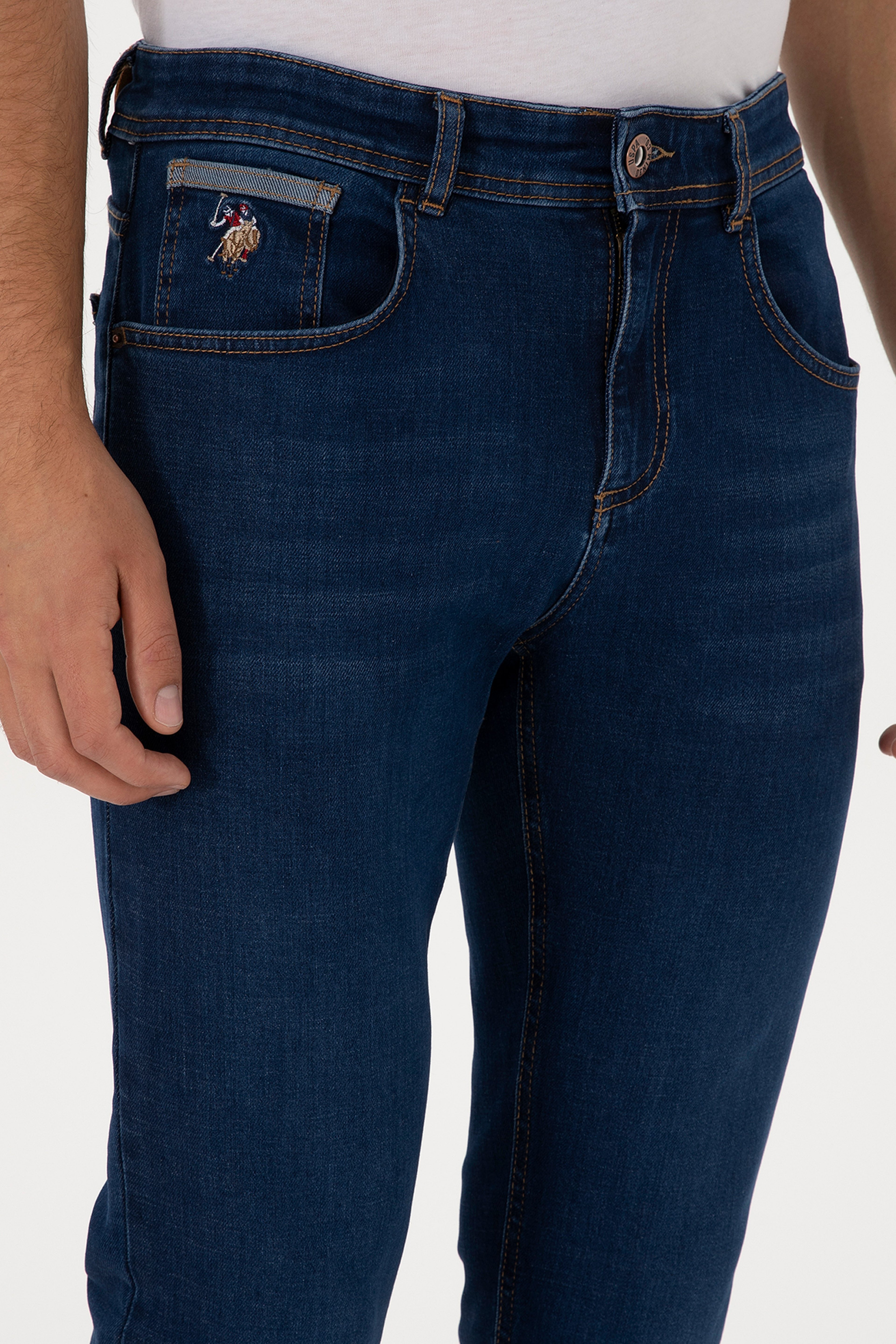 Erkek Koyu Mavi Slim Fit Jean Pantolon - Image 5