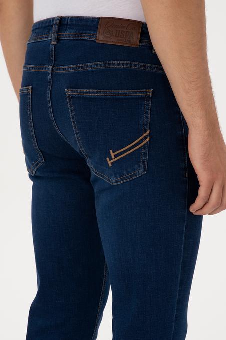 Erkek Koyu Mavi Slim Fit Jean Pantolon