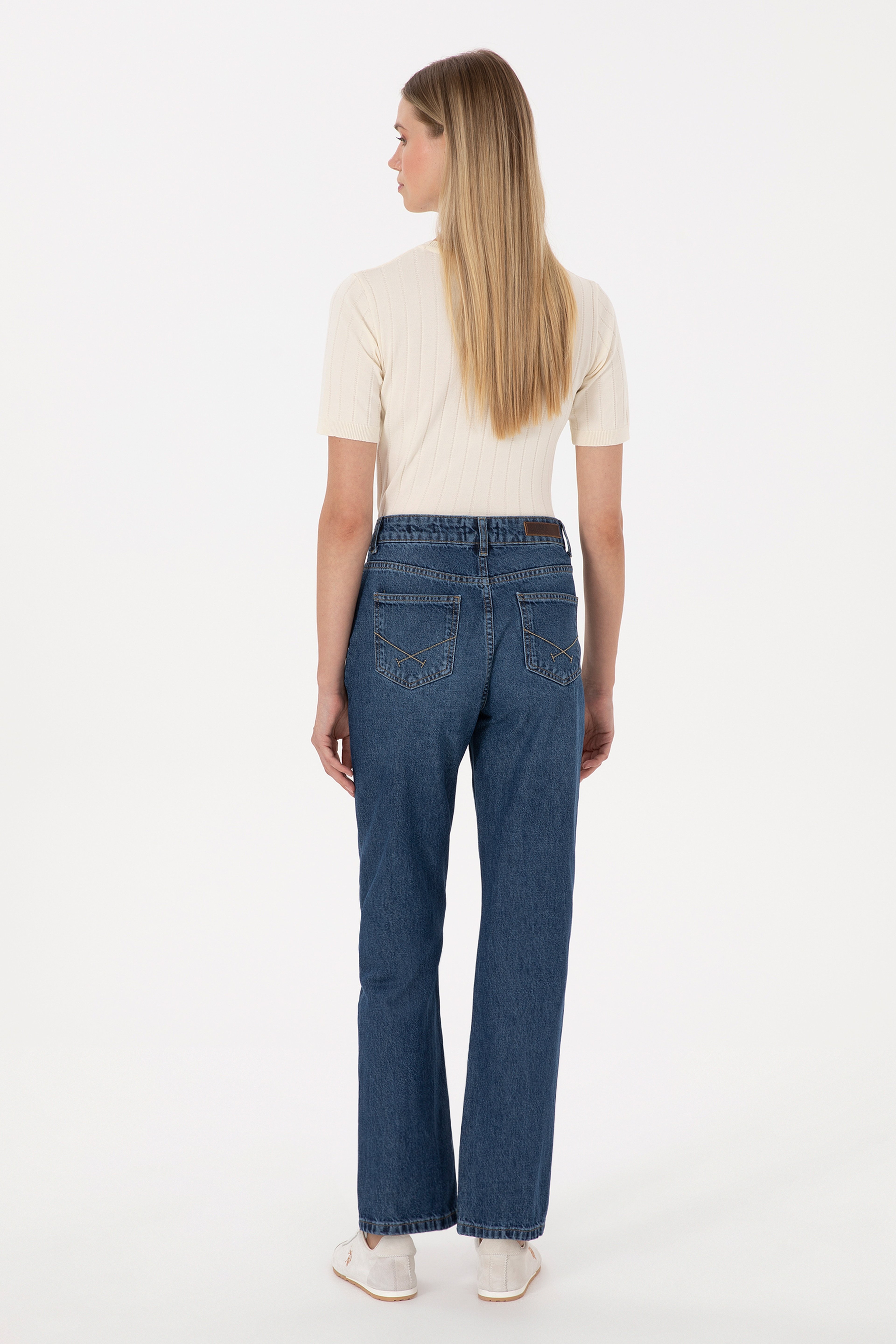 Kadın Mavi Jean Straight Fit Pantolon