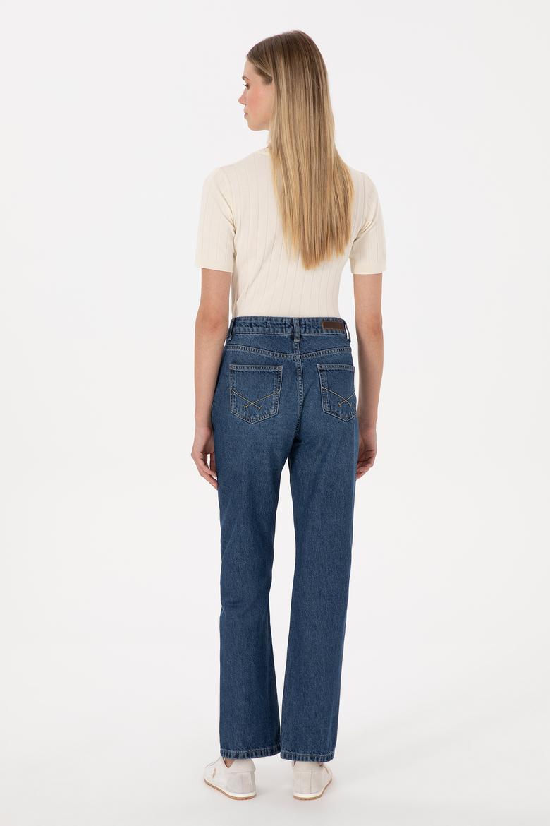 Kadın Mavi Jean Straight Fit Pantolon - 50316592006