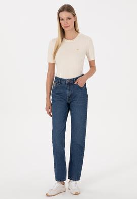 Kadın Mavi Jean Straight Fit Pantolon - 50316592006