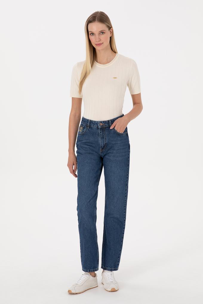 Kadın Mavi Jean Straight Fit Pantolon