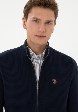 Erkek Lacivert Basic Triko Hırka - 50317151006