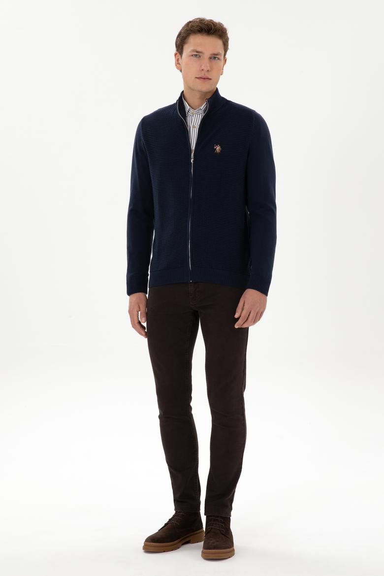 Erkek Lacivert Basic Triko Hırka - 50317151006